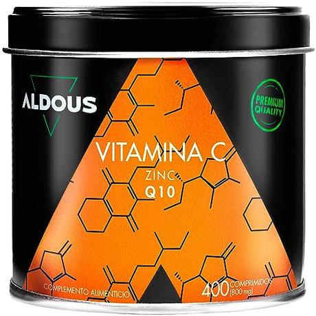 Vitamina C 1000 mg + 20 mg Zinc + 40 mg Q10 Por Dosis Diaria | 400 comprimidos para 200 días | Vitaminas para el Cansancio y Fatiga | Sistema inmunológico y defensas | Vitamina C pura