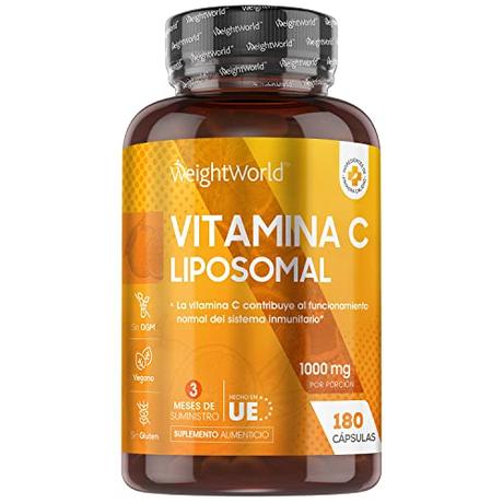 Vitamina C Liposomal 1000mg 180 Cápsulas Con Rosa Mosqueta - Suministro 3 Meses de Vitamina C Pura, Contribuye al Funcionamiento Normal del Sistema Inmunológico, Vegano