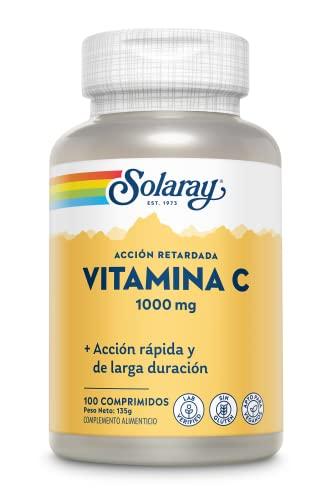 SOLARAY Vitamin C 1000mg | Con Escaramujo Y Acerola | Acción Retardada| Sin Gluten | Apto Para Veganos | Comprimidos, One size, Vanilla, 100 Unidad