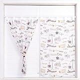 Dalina Textil -Cortina de Cocina Translúcido Estampado, Visillo Transparente para Cocina, Comedor, Marco de Puerta 2 Piezas Tejido Gasa Fina 100X140CM