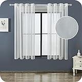 Topfinel Visillos Cortos para Ventanas Cortinas Salon 160 Cortina Dormitorios Translucida Habitacion Salon Visillo Lino Vertical para Ventanas Cocina Sala de Estar con Ojales 2 Piezas 140x160 Blanco
