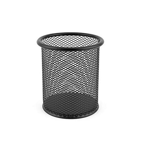 D.RECT LEVIATAN 7613 Portalápices de malla metálica redondo | Portalápices de escritorio, estable | color negro | diámetro de 91 mm