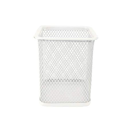 D.RECT Portalápices cuadrado de metal | Portalápices cubo de metal | Malla multifunción vaso para bolígrafos de colores nacarados