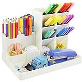 lapiceros para escritorio,Organizador de escritorio,compartimentos Soporte para bolígrafo,Portalápices Multifuncional,Soporte para bolígrafo de Escritorio,Organizador de Pluma (blanco)