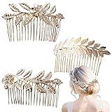 XPEX 3 Piezas Accesorio para el Pelo,Oro Accesorios para el Cabello Hoja Peine,Hermoso y Encantador, Adecuado para el diseño de Peinados, Adecuado para Damas.