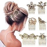 Jinlaili 6 Piezas Peinetas Para El Pelo, Peines Laterales de Pelo Vintage para Mujer, Cabello Peine Lateral Metal Peineta Lateral Clips de Pelo Vintage, Peine del Pelo Para Damas Niñas Novia Bodas