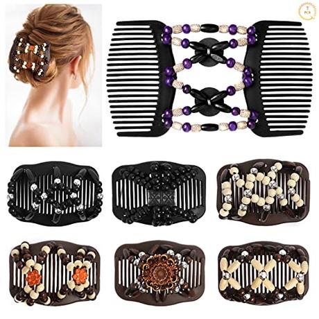 Dadabig 7 PCS Magic Hair Combs Pinza de Pelo Elástica Doble Clips Peinetas Elásticas de Pelo para Mujer Moda Mágica Peine para el Cabello Mágico(9.9 * 6cm, 7 estilos)