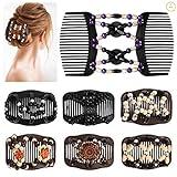 Dadabig 7 PCS Magic Hair Combs Pinza de Pelo Elástica Doble Clips Peinetas Elásticas de Pelo para Mujer Moda Mágica Peine para el Cabello Mágico(9.9 * 6cm, 7 estilos)