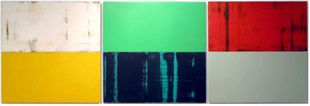 Carlos Pascual 'Pantone I-II y III',  óleo sobre madera.