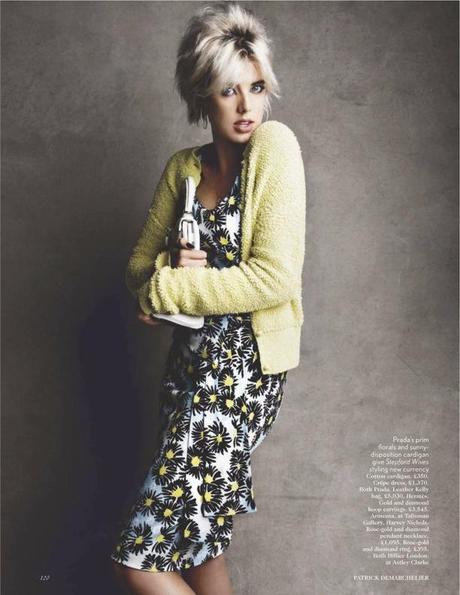 Vogue UK Model: Agyness Deyn Photographer: Patrick Demarchelier Styled by: Francesca Burns SPRING SUMMER 2012 EDITORIAL PRINTS FLORALS POLKA DOTS