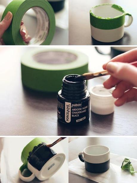 DIY: Pintar con pintura de pizarra media taza de porcelana y personalizarla a tu gusto