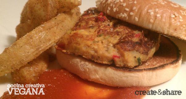 cocina-creativa-vegana-hamburguesas-vegetales-patatas-gajo-ketchup-casero-2