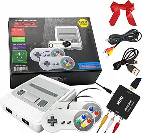 El Mejor 10 snes mini de 2024: La Elección de los Especialistas Consola 620 con Juegos Retro, Sistema con Juego integrada y 2 Controladores clásicos, Convertidor AV a HDMI de Audio y Video Soporte 1080P con Cable USB para niños y Adultos, Regalo, Cumpleaños