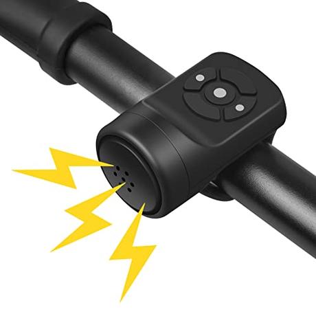 Flintronic Timbre de Bicicleta, Alarma de bocina eléctrica, Timbre de Manillar de Bicicleta Impermeable IPX4, Volumen Ajustable 120 decibeles, Accesorios de Ciclismo para Scooter MTB BMX