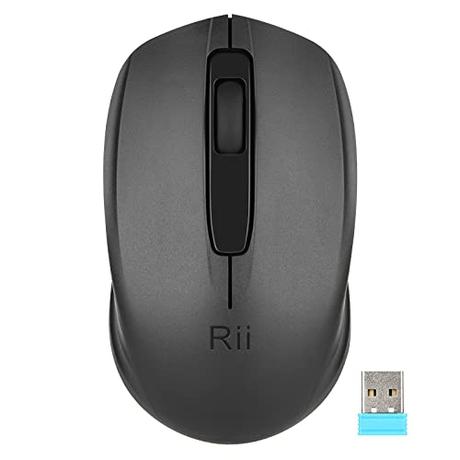 Rii Ratón inalámbrico RM100+, para PC, Portátil, Windows, Ofimática. 1000 dpi. Incluye Receptor USB (Negro)