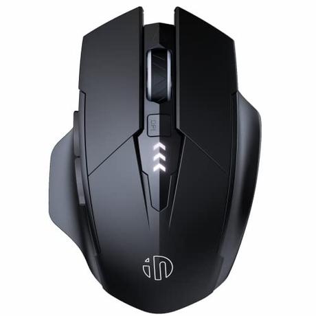 Ratón inalámbrico Recargable 2.4G USB (Nivel de batería Visible),ergonómico para computadora,Ratones inalámbricos silenciosos para computadora portátil PC, 3 Niveles dpi (Negro)