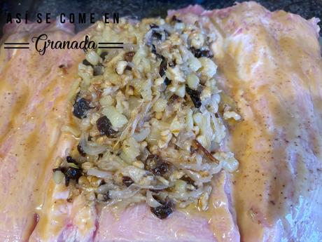 Lomo de cerdo relleno agridulce sin gluten y sin lactosa