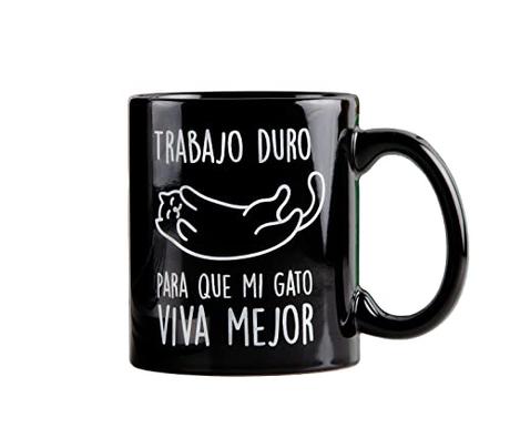 Miss Miserable - taza para desayuno original con mensaje Trabajo duro negro de cerámica - regalos originales