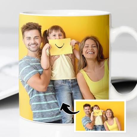 Transparent Gift Taza Personalizada con Foto. Tazas Personalizadas Cerámica para Desayuno.Regalos Originales para Mujer y Hombre. Regalos Personalizados para Amigos,Familiares, Cumpleaños, Aniversario