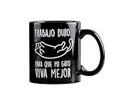 Miss Miserable - taza para desayuno original con mensaje Trabajo duro negro de cerámica - regalos originales