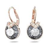 Swarovski Pendientes Bella V, Talla redonda, Grises , Baño tono oro rosa