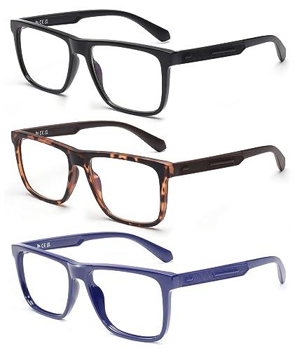 JM 3 Pack Gafas de Lectura con Bloqueo de Luz Azul para Hombre Mujer, Rectangular Gafas Presbicia para Ordenador +1.5