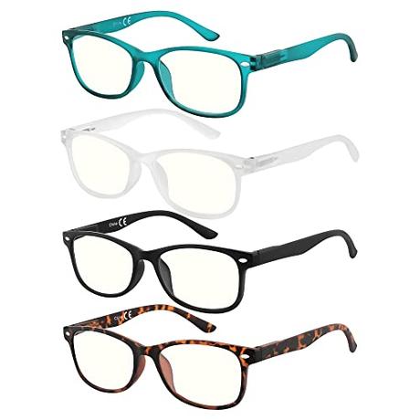 EFE Gafas de Lectura 4-Pack Hombres Mujeres Gafas Presbicia Buena Vision Anti Luz Azul con Diseño de Bisagra de Resorte Ligeros Cómodos para Antifatiga 1.5