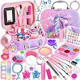 Frasheng Kit de Maquillaje para Niñas, Set de Cosméticos Lavable y No Tóxico, Estuche Maquillaje Niña Juegos de Cosméticos, Regalo Cumpleaños Navidad para Niñas 3 4 5 6 7 8 9 10 Años