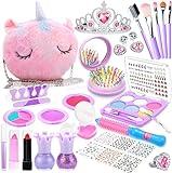 Frasheng Kit de Maquillaje Niñas, 33 Piezas Kit de Maquillaje para Niñas Lavable, Juego de Maquillaje Seguro y No Tóxico, Juguetes Niña de Maquillaje, Juguete de Maquillajepara Princesas 3 4 5+ Años