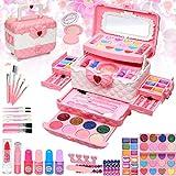 Kit de Maquillaje para Niño - 57 PCS Lavable de Maquillaje para Niñas,Juego de Maquillaje y No Tóxico,Regalo de Princesa para Niñas,Cumpleaños para Niñas Mayores de 4 5 6 7 8+ Años (Rosa)