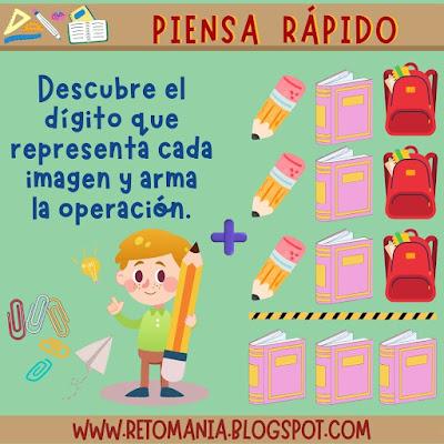 Acertijos, De vuelta al Cole, De regreso a Clases, Acertijos visuales, Desafíos matemáticos, Retos matemáticos, Problemas matemáticos, Problemas de ingenio, Gimnasia matemática, Gimnasia cerebral, Gimnasia para el cerebro, Pasatiempos, Solo para genios, Piensa rápido, Descubre el número
