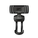 Trust Trino HD Webcam con Microfono, 1280 x 720, Enfoque Fijo, Soporte Universal, USB 2.0, Camara Web soporte Windows, Mac, para Portátil, PC, Ordenador, Videoconferencias, Skype, Teams - Negro