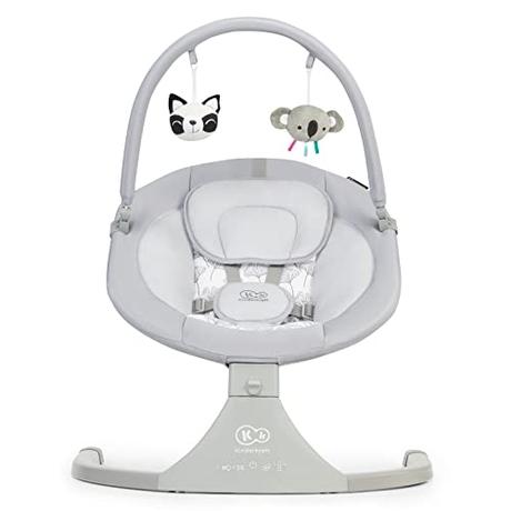kk Kinderkraft LULI Hamaca bebé, Eléctrica Silla macedora, Columpio bebe, Balancin para bebés 0-9 kg, Balanceo automatico 5 Velocidades, Arco regulable con 2 juguetes, 12 melodias, , Gris