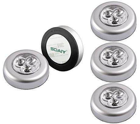 SOAIY® [5 pcs ] Luz de noche alimentada por baterías, con Pulsador, Sin cable