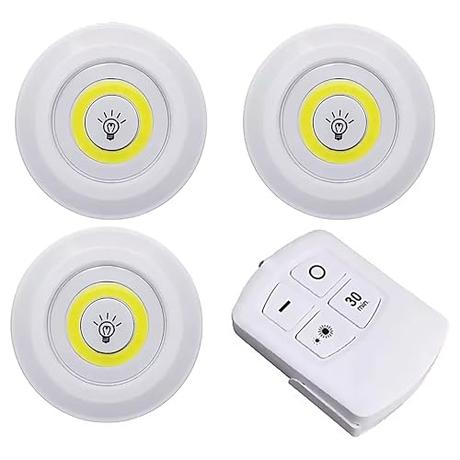 Luz Led Adhesiva | Pack de 3 Luces Led con Pilas (no Incluidas) y Mando a Distancia | Luces Led sin Cable | Instalación Fácil | Ideal como Luz para Armario o Luz Led Cocina Bajo Mueble | Luz a Pilas