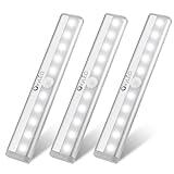 OxyLED Luz Armario, 3 Unidades 6000K Led Armario Pilas Sensor Luz del Armario con Tira Magnética Adhesiva Auto Encendido Apagado Luces Homelife Led para Escaleras Armario Pasillo Cocina Garaje