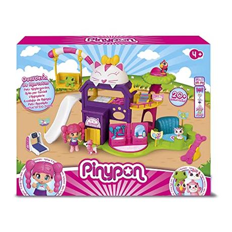 Pinypon - Guardería de Mascotas, set de juguete con 4 animalitos, perro, gato, tortuga y pájaro y accesorios de juego, para niños a partir de 3 años, Famosa