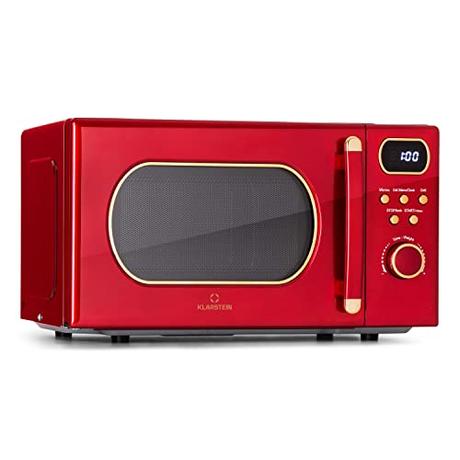Klarstein Horno Microondas Digital Inteligente de Encimera, Potencia de 800w con Grill, Acero Inoxidable y Compacto, 20 l. Placa de Descongelación, Microwave Bajo Consumo