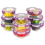 Recipientes de Cristal Para Alimentos - 18 Piezas (9 recipientes y 9 tapas) - Apto para lavavajillas, Microondas y congelador - a prueba de fugas y sin BPA - Aprobado por la FDA y el FSC