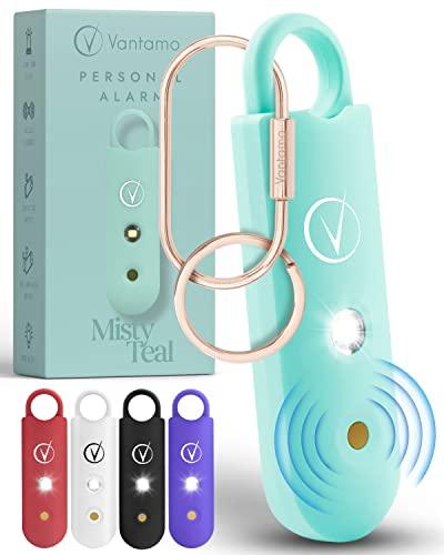Vantamo Alarma Personal para Mujer – Altavoces duales Extra Fuertes, Primero con notificación de batería Baja con luz estroboscópica, Recargable – Llavero de Alarma de Seguridad