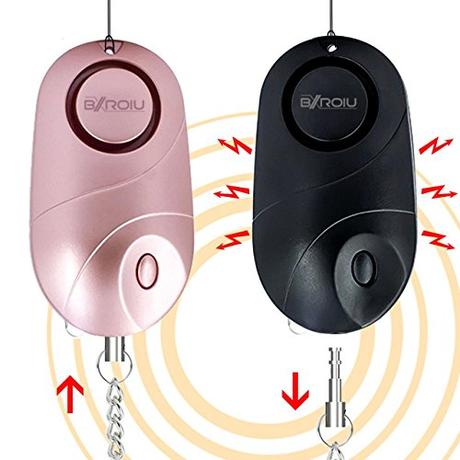 2 alarmas de Bolsillo, Alarma Personal de Seguridad y Emergencia con Sirena de140 decibelios y Luces LED, Buzzer de prevención del delito para niños, Mayores y Mujeres. (Recto)