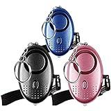 Alarma Personal de Emergencia [Paquete de 3] Qoosea Scream Safesound Alarma 140dB Linterna LED para niños/Mujeres/Ancianos/protección de la autodefensa del Estudiante asegurado (Nero + BLU + Rosa) …