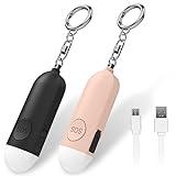 Qoosea 2 Alarma Personal Safesound Personal Security Alarma Charge Alarm 130DB Alarma de Seguridad de Pánico con Luz LED Aprobada por la Policía, Llavero de Autodefensa para Niños, Mujeres