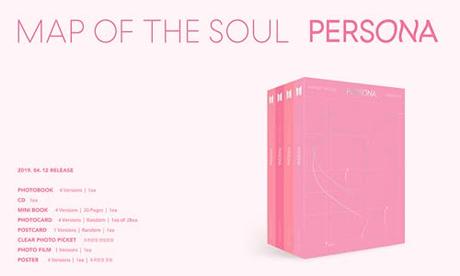 Bighit BTS BANGTAN BOYS - MAP OF THE SOUL : PERSONA [1 ver.] CD+76p Photobook+20p Mini Book+1Photocard+1Postcard+1Photo Film+Folded Poster+Double Side Extra Photocards Set