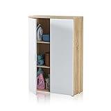 Habitdesign 0F5655A - Mueble Auxiliar Despacho, Armario Estudio, Modelo Office, Acabado en Blanco Artik y Roble Canadian, Medidas: 119 cm (Alto) x 80 cm (Ancho) x 32,5 cm (Fondo)