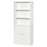 HOMCOM Estantería Librería con 3 Compartimentos Abiertos y 1 Armario con Estante Ajustable Almacenaje para Salón Estudio 70x29,5x167 cm Blanco