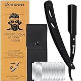 ASIPRO Navaja Afeitar Barbero Profesional con (20 Cuchillas Simples)10 Cuchillas de Doble Filo y Funda Protectora Kit/Set Afeitado Hombre Peluqueria Professional Clásica
