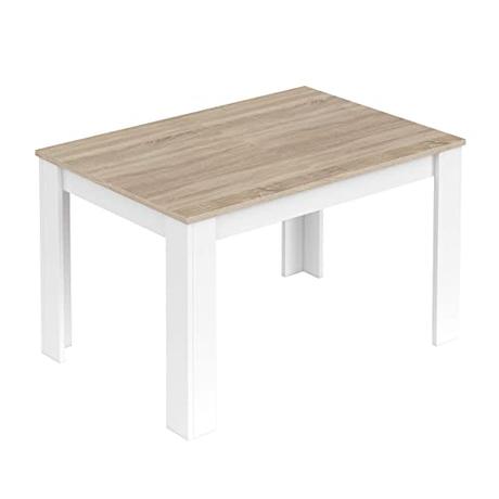 Habitdesign Mesa de Comedor Extensible, Mesa salón o Cocina, Acabado en Color Blanco Artik y Roble Canadian, Modelo Kendra, Medidas: 140-190 cm (Largo) x 90 cm (Ancho) x 78 cm (Alto)