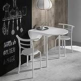 MOMMA HOME Conjunto Mesa Cocina Extensible y 2 Sillas Modelo Leva Blanco