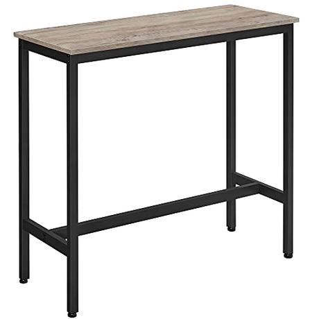 VASAGLE Mesa de Bar Rectangular Estrecha, Mesa de Cocina, Comedor de Pub, Marco de Acero, 100 x 40 x 90 cm, fácil Montaje, Industrial, Gris y Negro LBT010B02